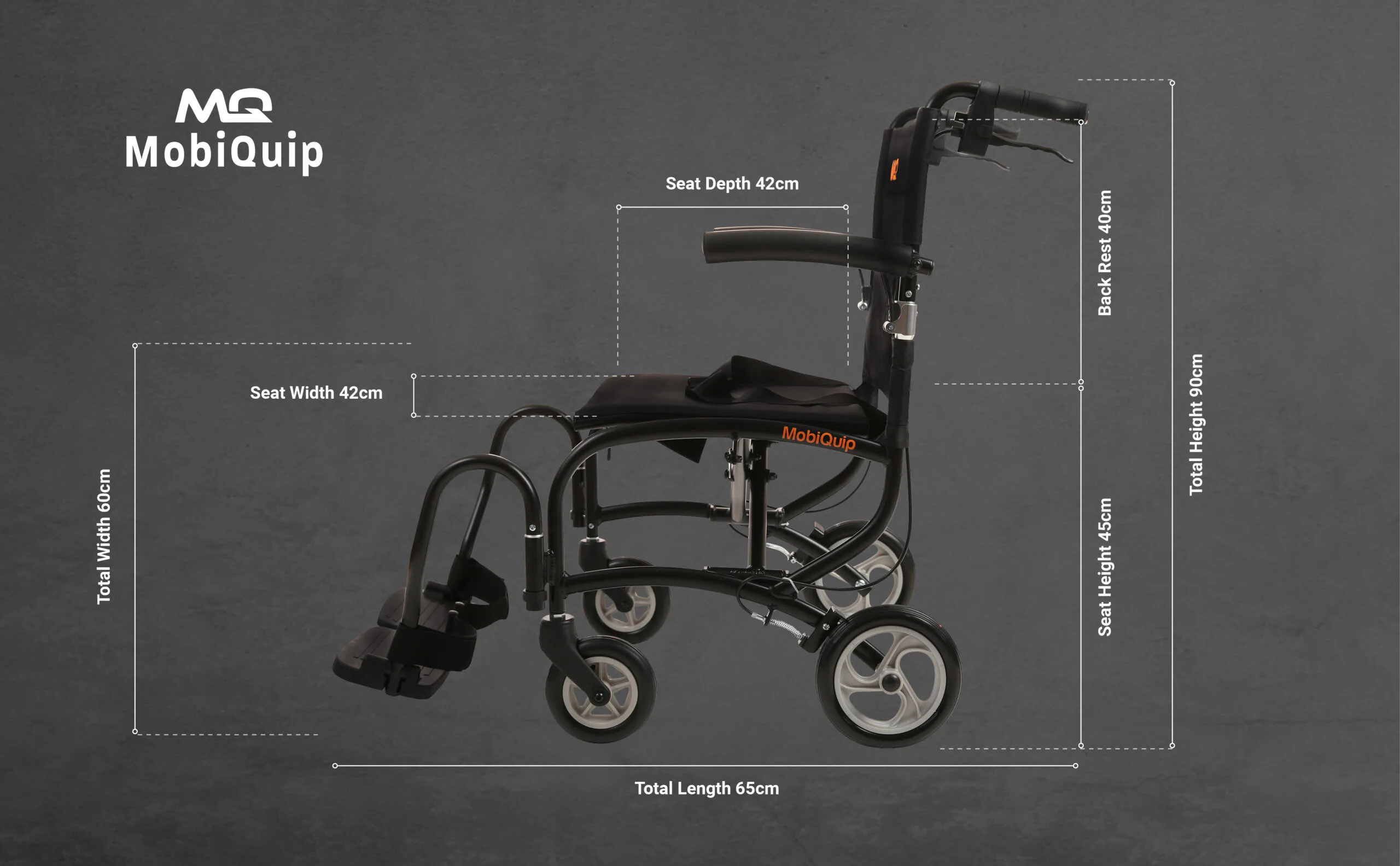 MobiQuip Travel Wheelchair dimensions