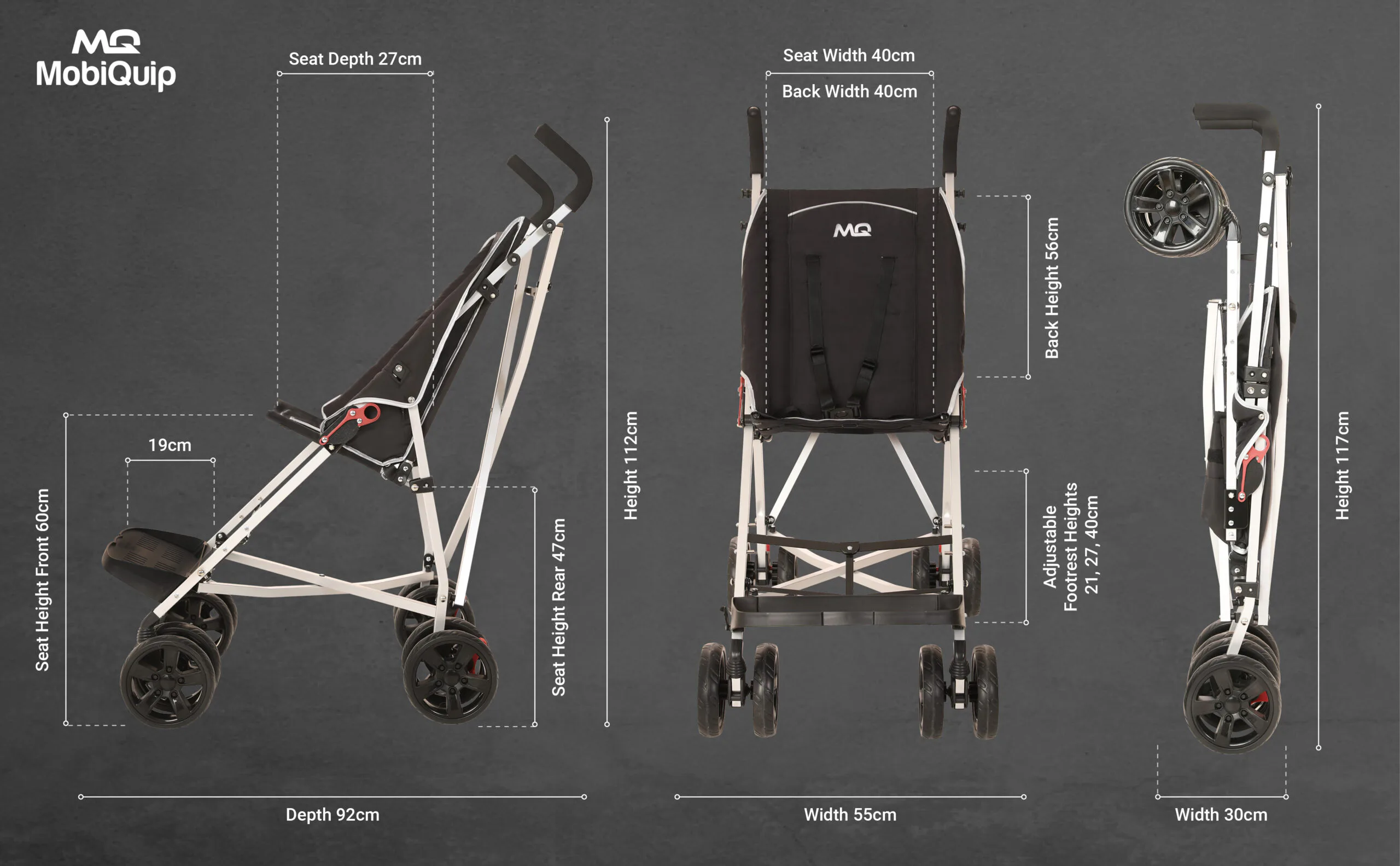 MobiQuip XL Disability Pushchair dimensions