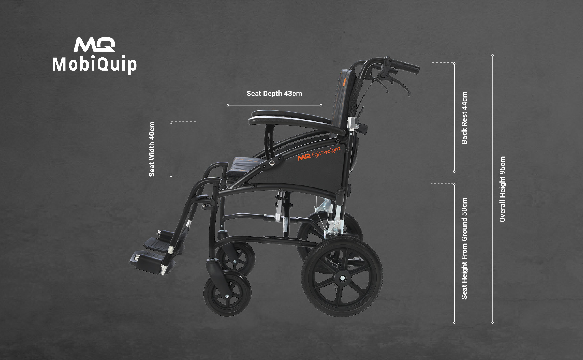 Lightweight transit wheelchair suitable for vehicle transport
